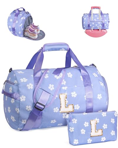 Vogewood Geschenk für Kinder im Alter von 3 4 5 6 7 8 9 10 11 12 Jahren Mädchen Turnbeutel mit Make-up-Tasche, flower-purple, Größe L: von Vogewood