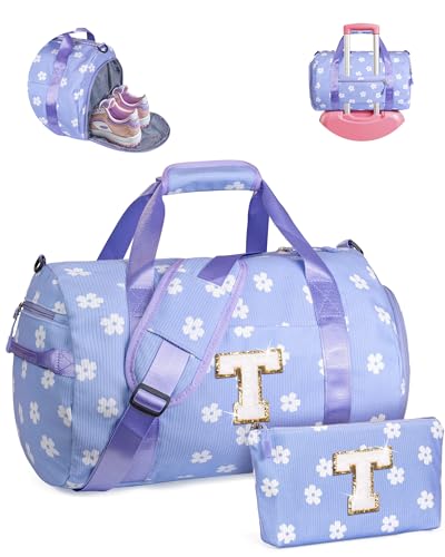 Vogewood Geschenk für Kinder im Alter von 3 4 5 6 7 8 9 10 11 12 Jahren Mädchen Turnbeutel mit Make-up-Tasche, flower-purple, T von Vogewood
