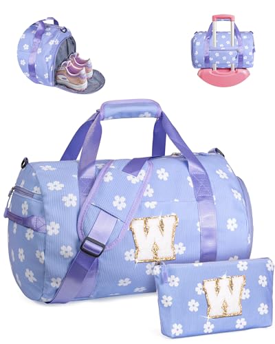 Vogewood Geschenk für Kinder im Alter von 3 4 5 6 7 8 9 10 11 12 Jahren Mädchen Turnbeutel mit Make-up-Tasche, flower-purple, W von Vogewood