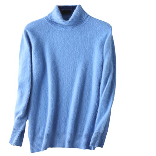 Herren Strickpullover Rollkragen Große Größe Casual Pullover Herbst Winter Basic Männer Warm High Revers Top, himmelblau, Large von Vogrtcc