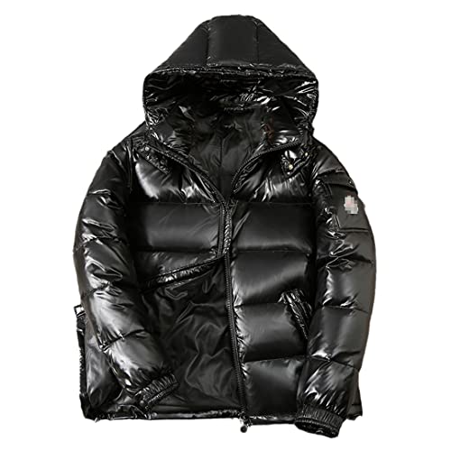 Hut Abnehmbare Herren weiße Entendaunenjacke Warm Kapuze Dicker Puffer Mantel Casual Parka, Schwarz L118, S von Vogrtcc