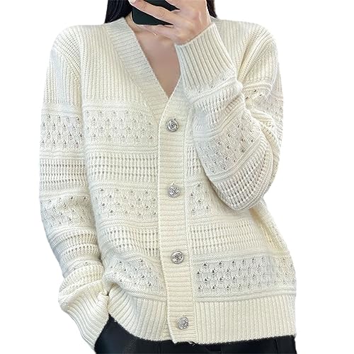 Vogrtcc Damen-Langarmpullover, Lockere Strickjacke, Einreihiger Strick-Cardigan von Vogrtcc