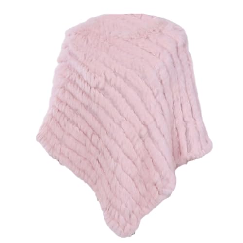 Vogrtcc Damen-Poncho Aus Weichem Warmem Pelz Asymmetrischer Strickponcho Schal Mit Fledermausärmeln Und Rundhalsausschnitt von Vogrtcc