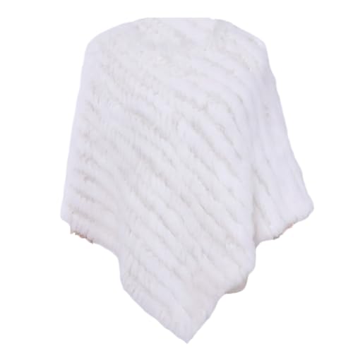 Vogrtcc Damen-Poncho Aus Weichem Warmem Pelz Asymmetrischer Strickponcho Schal Mit Fledermausärmeln Und Rundhalsausschnitt von Vogrtcc