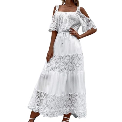 Vogrtcc Damen Spitzenkleid Büro Maxikleider Langes Abendkleid Partykleid, 01 Spitze, L von Vogrtcc