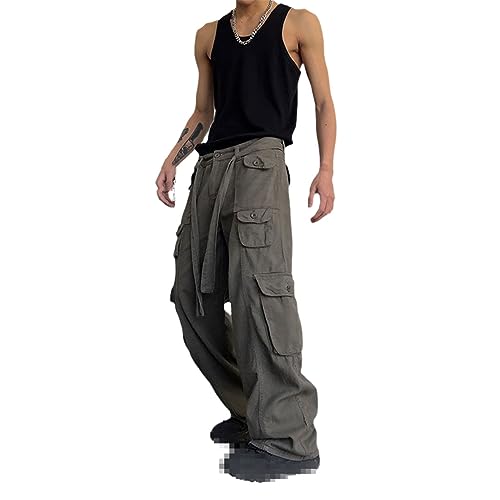 Vogrtcc Herren-Cargohose Zum Wandern, Arbeit, Taschen, Locker, Gerade, Hohe Taille, Weites Bein gray9 M von Vogrtcc