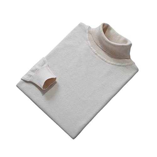 Vogrtcc Herren Langarm Rollkragen Pullover Winter Wolle Strickpullover, beige, Large von Vogrtcc