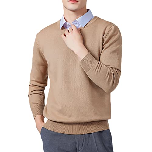 Vogrtcc Herren-Pullover, Kaschmir-Mischgewebe, Strickpullover, V-Ausschnitt, Wolle, Strickwaren, Pullover, V-Ausschnitt, Khaki91, L von Vogrtcc