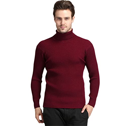 Vogrtcc Herren Rollkragenpullover Slim Fit Pullover Klassische Wolle Strickwaren, rot, Large von Vogrtcc