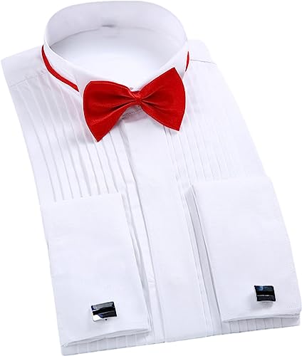 Vogrtcc Herren-Smokinghemden, Reguläre Passform, Business-Hemd, Langärmeliges Smokinghemd White L von Vogrtcc