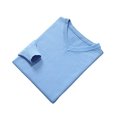 Vogrtcc Herren Kaschmir Pullover Pullover mit V-Ausschnitt, Langarm, Hellblau, Medium von Vogrtcc