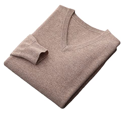 Vogrtcc Kaschmir Pullover Herren V-Ausschnitt Pullover Top Verdickte Strickpullover Casual Lose Wolljacke, Khaki9, Large von Vogrtcc