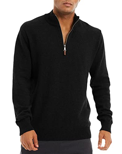 Vogrtcc Warmer Pullover Oversize Herren 1/4 Reißverschluss Pullover Sweater Casual Knitwear Winter Tops, Schwarz , X-Large von Vogrtcc