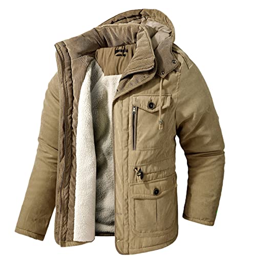 Winter-Parka für Herren, Outdoor-Parka, warm, Cargo-Jacke, Windjacke, Outwear, Parkas, Khaki 3256, L von Vogrtcc