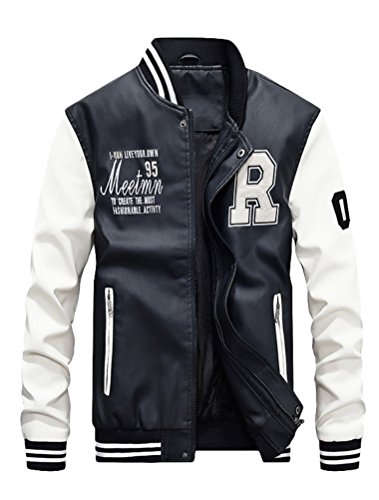 Vogstyle Herren Winterjacke Bomberjacke Fliegerjacke Freizeit Reißverschluss Jacken Mantel White M von Vogstyle