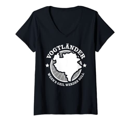 Damen Vogtländer Sachsen Geschenke Spruch Lustig Fun T-Shirt mit V-Ausschnitt von Vogtland Souvenir Lustige Sprüche Geil Geschenk