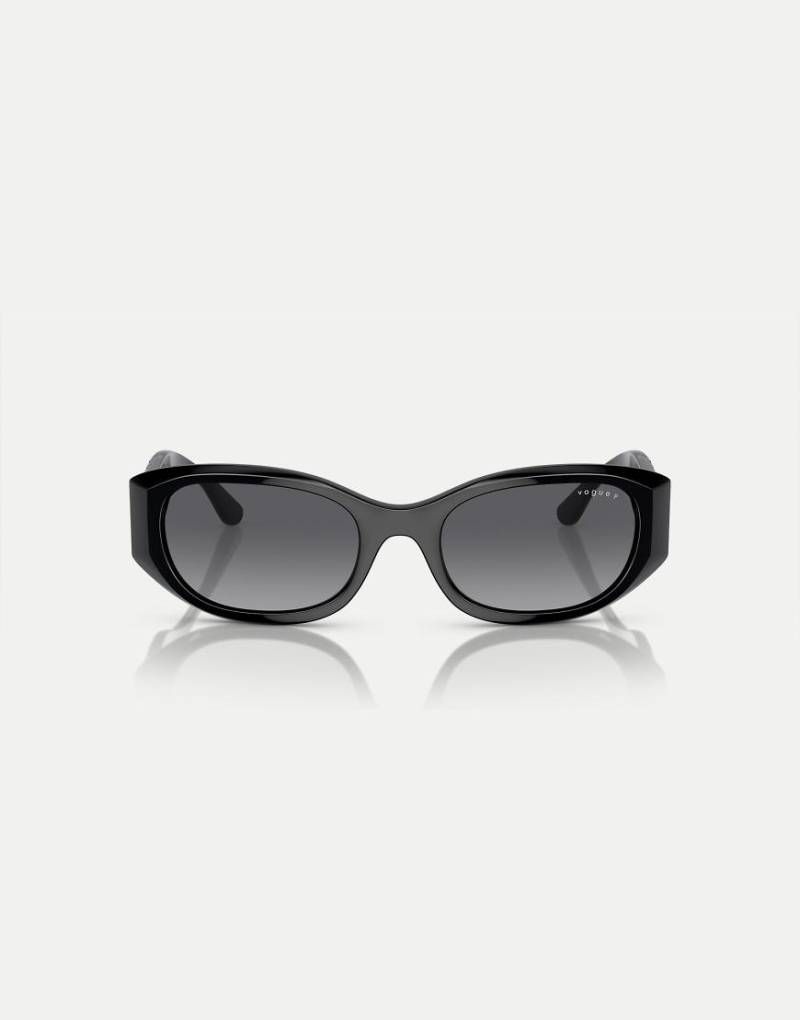 Vogue Eyewear - vo5525s - Rechteckige, polarisierte Sonnenbrille in Schwarz mit grauen Gläsern von Vogue