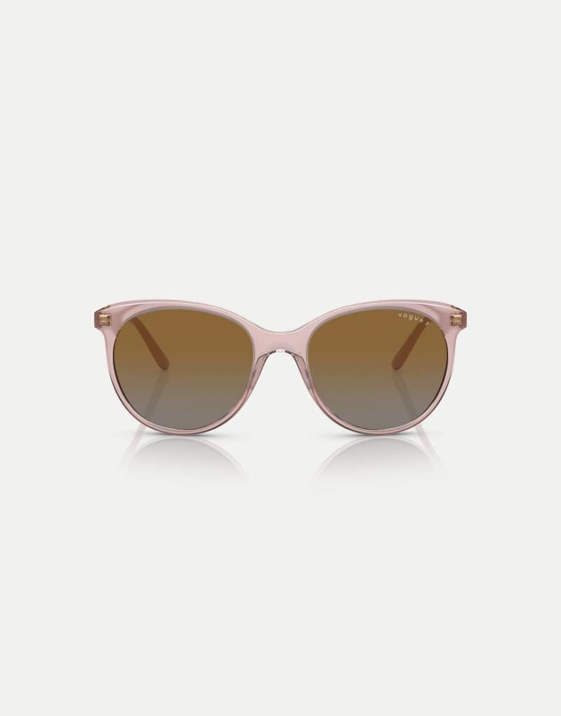 Vogue - Phantos - Polarisierte Sonnenbrille in transparentem Rosa mit Gläsern in Grau von Vogue