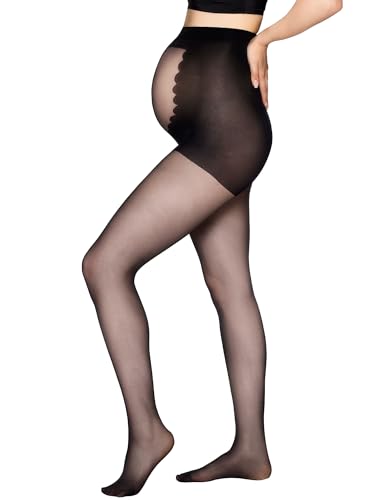 Vogue Umstandsstrumpfhose 20 den mit 3D Stretch Passform - Bequeme Strumpfhose für Schwangerschaft aus Recyceltem Polyamid- transparent Schwangerschaftsstrumpfhose - Schwarz, Gr. 40-44 von Vogue