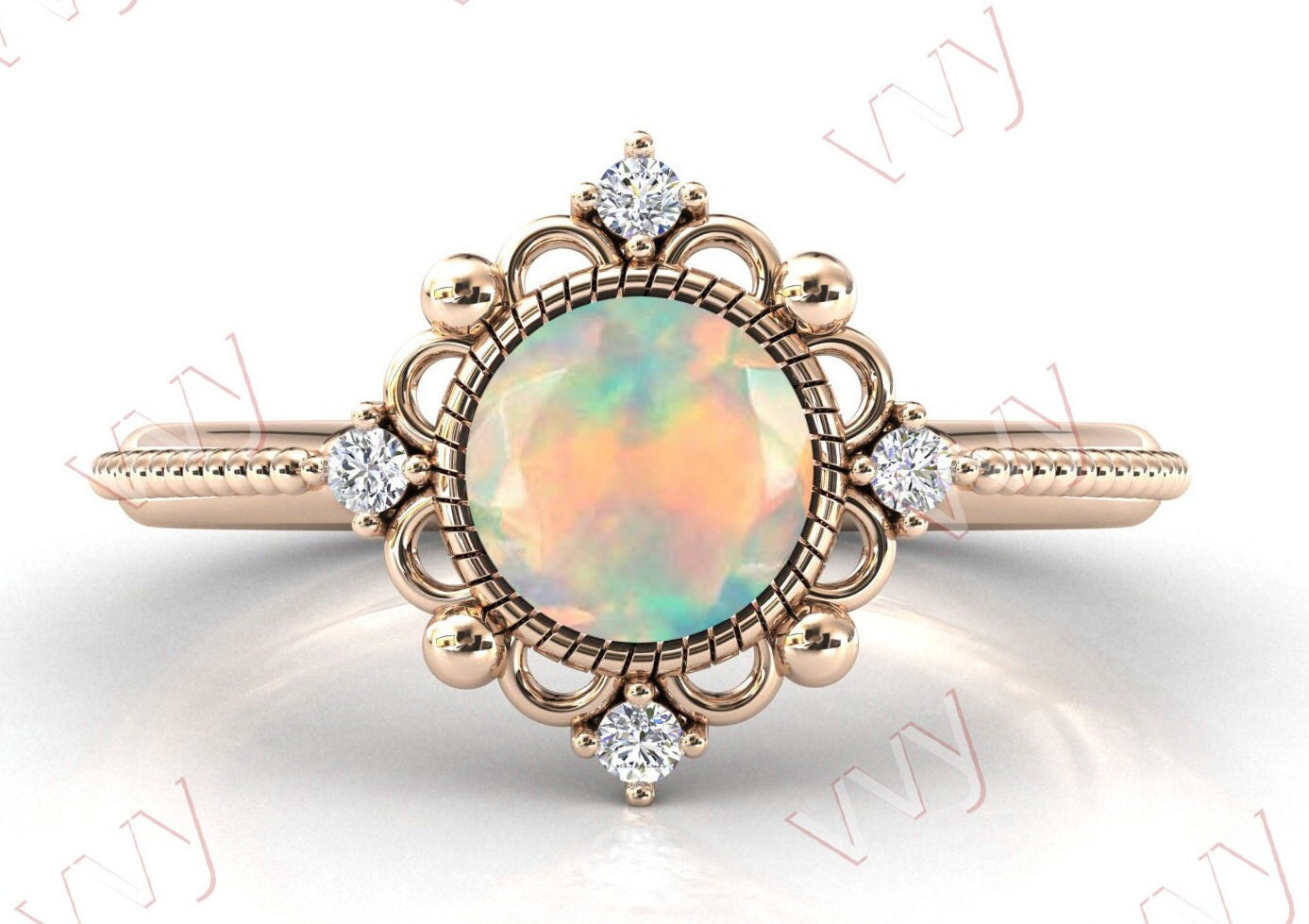 Art Deco Opal Verlobungsring 14K Gold Ehering Antik Braut Versprechen Ring Rosegold Vintage Jahrestag Für Frauen von VogueJewelStudio