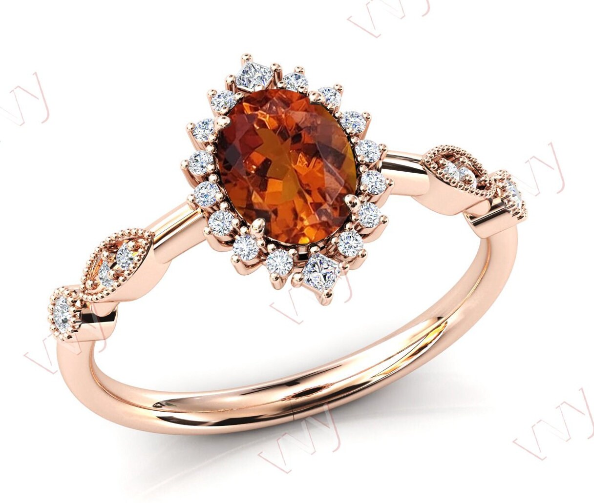Einzigartiger Citrin Verlobungsring Für Frauen Rosegold Maderia Antik Ehering Oval Cut Braut Ring von VogueJewelStudio