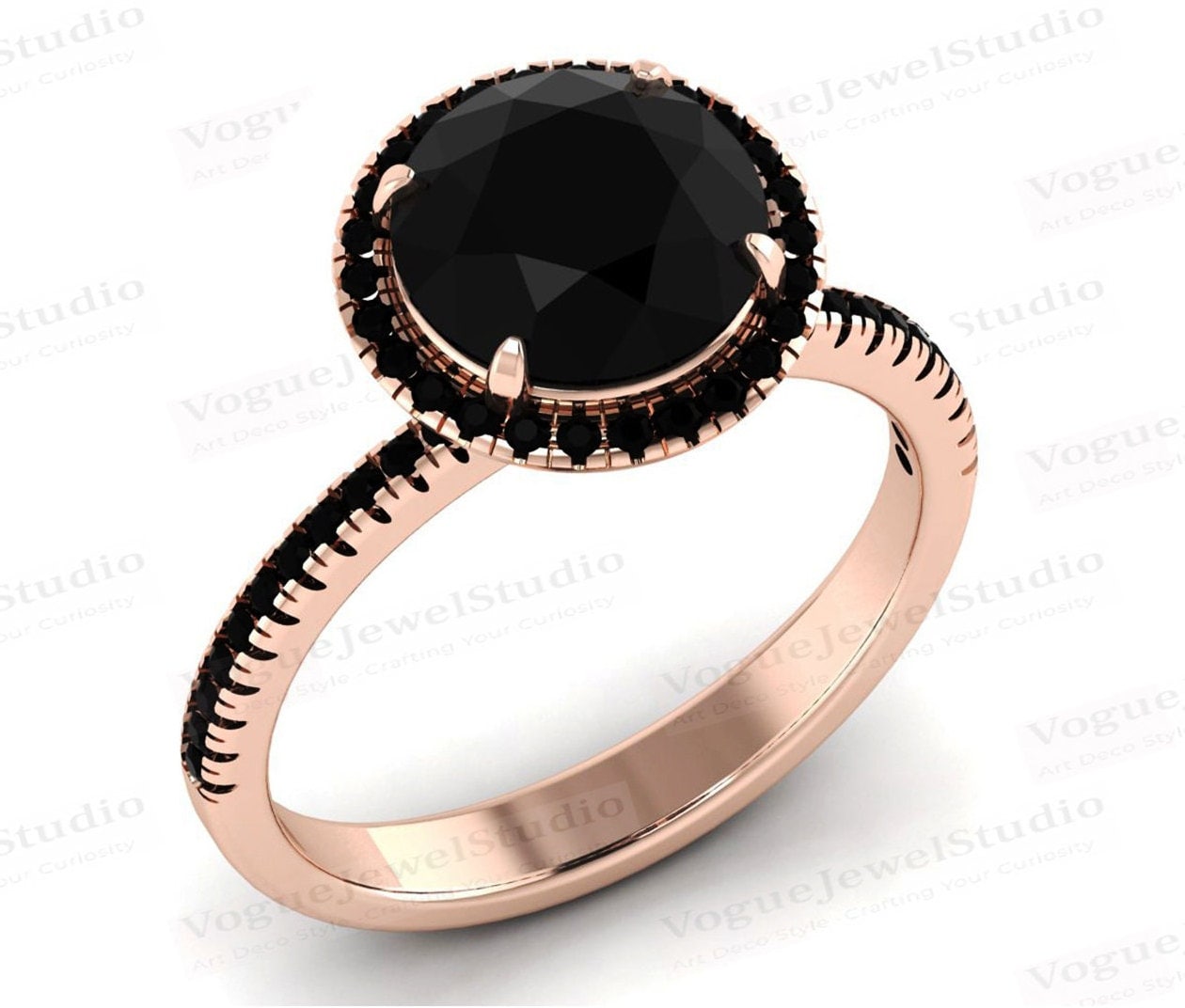 Einzigartiger Schwarzer Onyx Verlobungsring Antik Halo Ehering Für Frauen Jahrestag Geschenk 14K Gold Art Deco Black Brautring von VogueJewelStudio