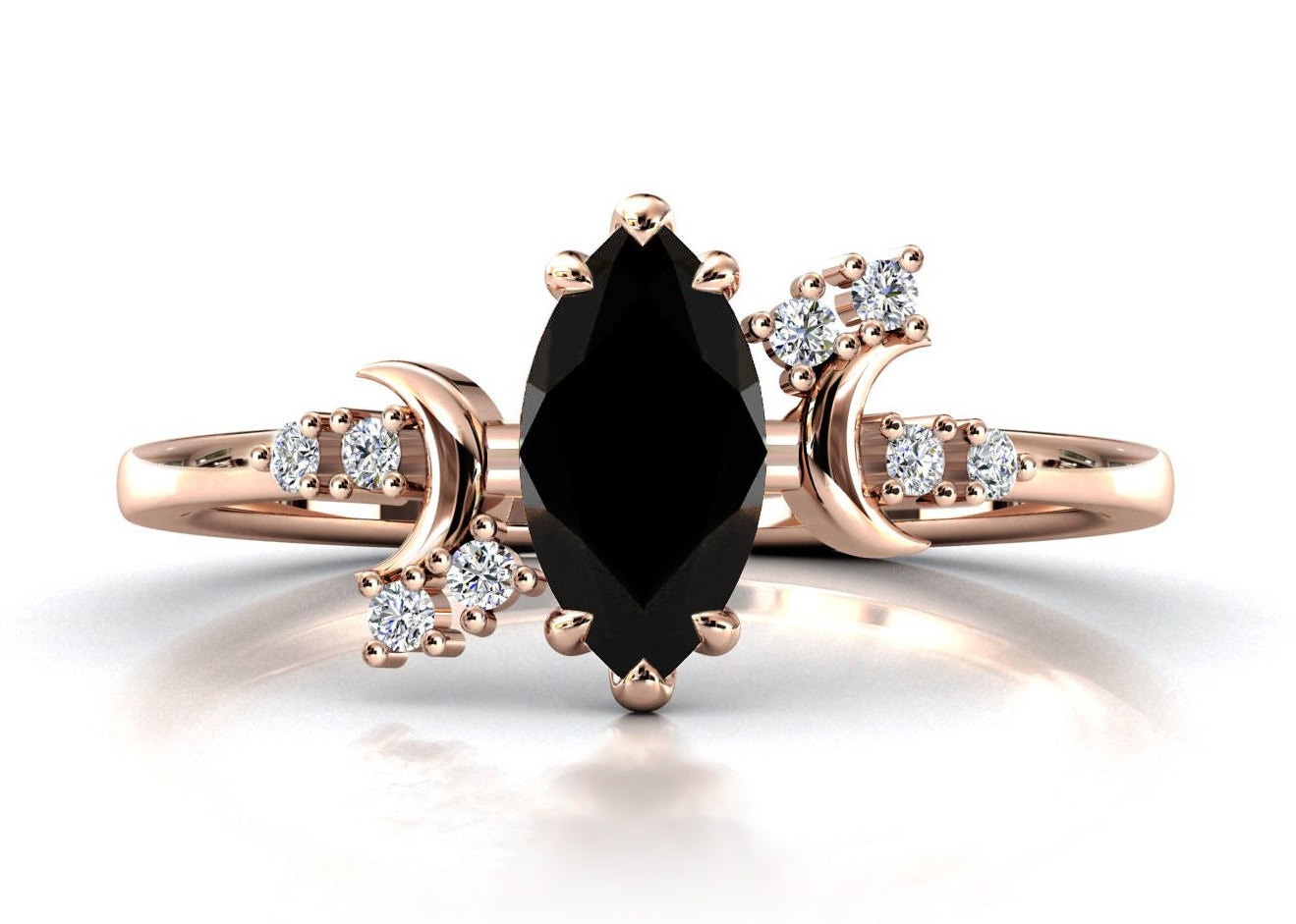 Mond Meines Lebens Schwarzer Onyx Verlobungsring Art Deco Ehering Edelstein Frauen Antiker Brautring von VogueJewelStudio