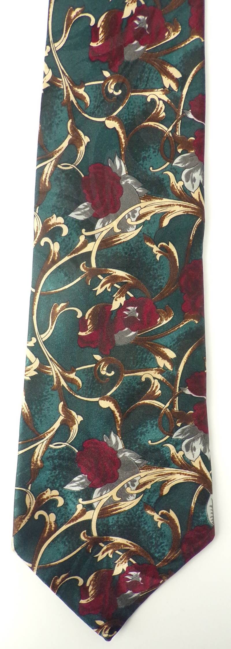 90Er Jahre Krawatte Mit Blumenmuster, Rot-Türkis-Rote Krawatte, Herrenkrawatte, Geblümte Bedruckte Seidenkrawatte, Herrenkrawatte von VogueVibes