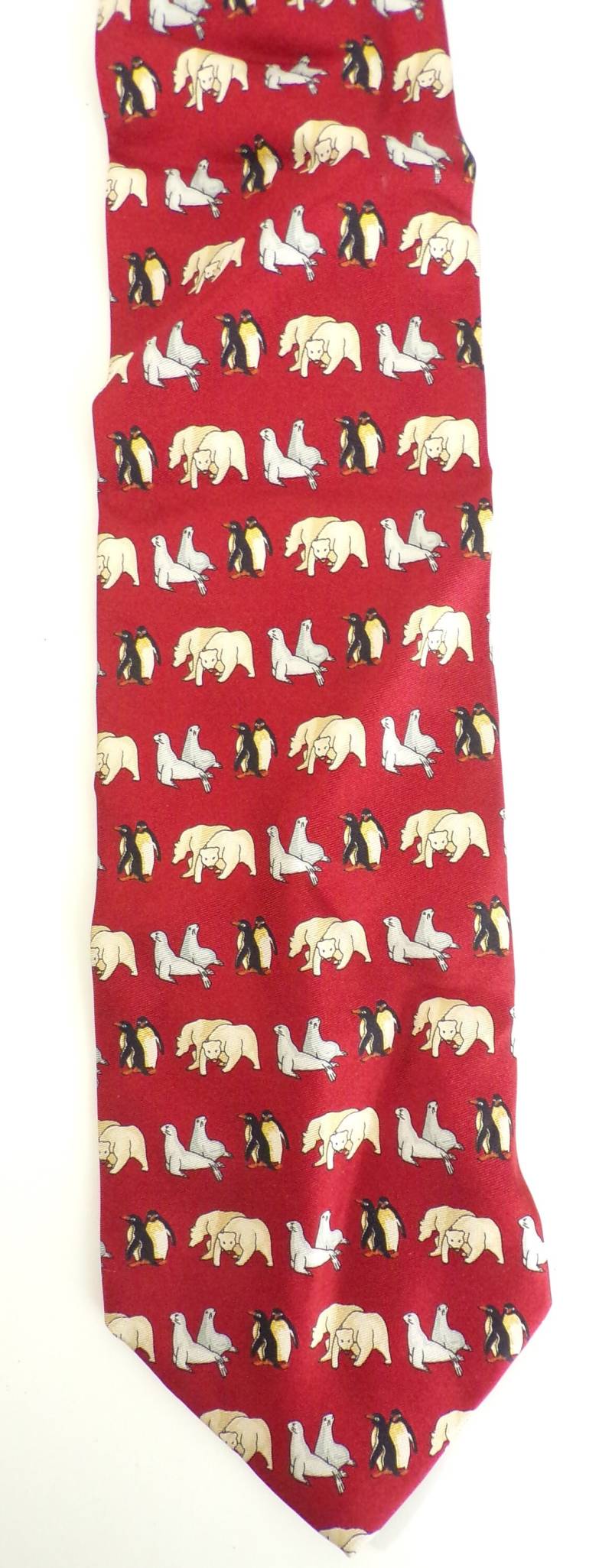 Vintage Eisbär & Pinguin Krawatte, 1990Er Jahre Rote Tiere Neuheit Druck Geschenk Für Tierliebhaber von VogueVibes