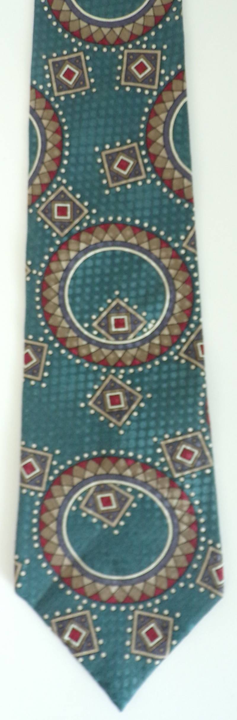 Vintage Grün Rote & Braune Abstrakte Print Krawatte, Retro Krawatte Mit Grünem Print, Seidenkrawatte, Disco 80Er Jahre von VogueVibes