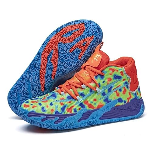 Voguerra Atmungsaktive Basketball-Sneakers for Unisex mit mehrfarbigem Design, dynamischer Traktion und ganztägigem for Innen- und Außenplätze Basketball-Fans(Orange,42 EU) von Voguerra