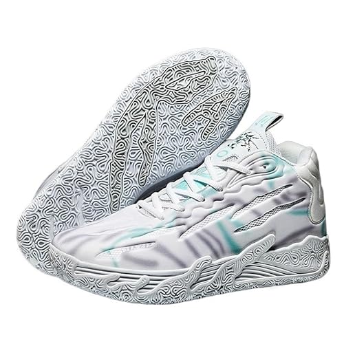 Voguerra Atmungsaktive Basketball-Sneakers for Unisex mit mehrfarbigem Design, dynamischer Traktion und ganztägigem for Innen- und Außenplätze Basketball-Fans(White1,40 EU) von Voguerra