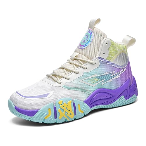 Voguerra Atmungsaktive Laufschuhe for Herren mit hochelastischer Dämpfung, Rutschfester Gummilaufsohle, leichtes Design for Läufe im Fitnessstudio und in der Stadt Basketball-Fans(Beige,37 EU) von Voguerra