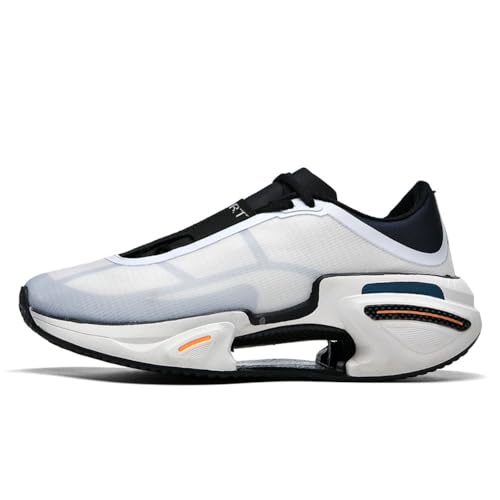 Voguerra Herren Basketball Laufschuhe Sportschuhe Freizeitschuhe Leichte Atmungsaktive Basketball-Fans(White/Black,43 EU) von Voguerra
