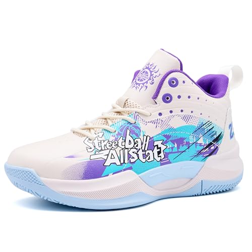 Voguerra Herren-Basketballschuhe, sportlich, atmungsaktiv, Mesh, rutschfest, langlebig, leicht, stoßdämpfend, lässige Laufschuhe Basketball-Fans(Purple,45 EU) von Voguerra