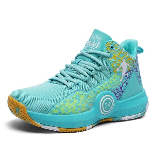 Voguerra Herren-Basketballschuhe mit atmungsaktivem Mesh und strapazierfähigem Griff, geeignet for professionelle Freizeitsportarten Basketball-Fans(Cyan,37 EU) von Voguerra