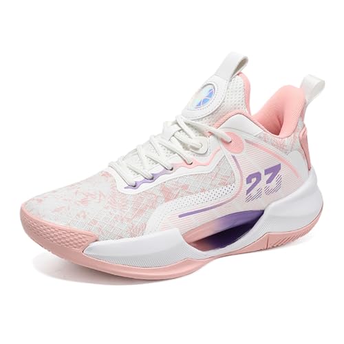 Voguerra Herren High Top Basketballschuhe Anti-Rutsch-Sportschuhe Verschleißfeste und stoßdämpfende praktische Trainingsschuhe Basketball-Fans(Pink,45 EU) von Voguerra