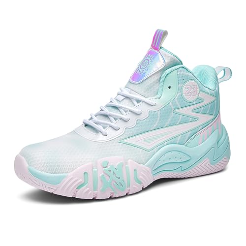 Voguerra Herren High Top Basketballschuhe mit Mesh-Oberfläche for Outdoor Court Anti-Rutsch-Sportschuhe Basketball-Fans(Pink,38 EU) von Voguerra