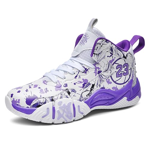 Voguerra Herren High Top Basketballschuhe mit Mesh-Oberfläche for Outdoor Court Anti-Rutsch-Sportschuhe Basketball-Fans(Purple,41 EU) von Voguerra