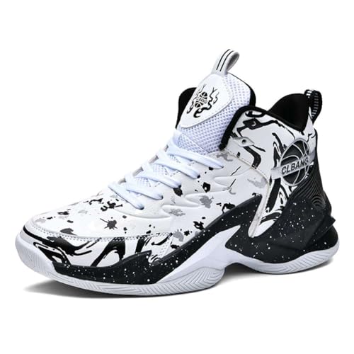 Voguerra Herren-High-Top-Basketballschuhe mit atmungsaktiver Mesh-Dämpfungs-Außensohle, strapazierfähige Sportschuhe mit Knöchelstütze Basketball-Fans(Black,40 EU) von Voguerra
