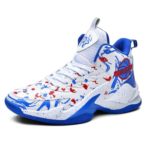 Voguerra Herren-High-Top-Basketballschuhe mit atmungsaktiver Mesh-Dämpfungs-Außensohle, strapazierfähige Sportschuhe mit Knöchelstütze Basketball-Fans(Blue,37 EU) von Voguerra