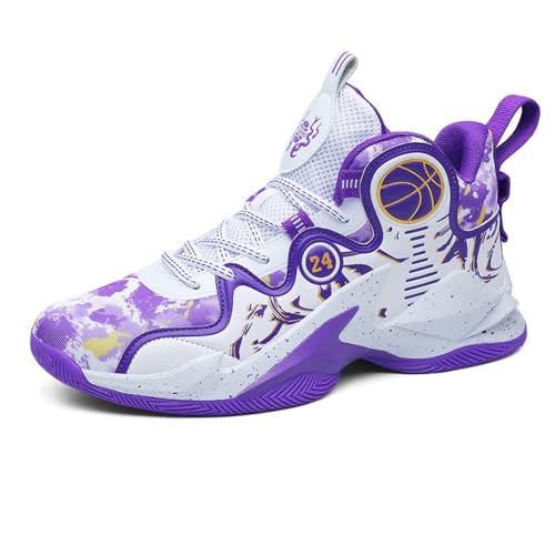 Voguerra Herren High - Top Basketballschuhe mit einzigartigem Musterdesign, leicht und langlebig for den Sport Basketball-Fans(Purple,43 EU) von Voguerra