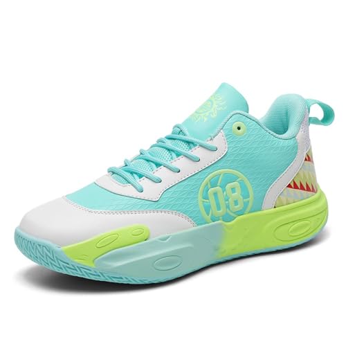 Voguerra Herren High Top Outdoor Training Sneakers Atmungsaktiv Strapazierfähig for Intensive Workouts Basketball-Fans(White+Cyan,37 EU) von Voguerra