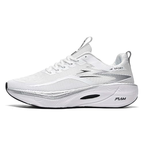 Voguerra Herren Sportschuhe Leichte Anti-Rutsch-Dämpfung Laufschuhe Basketball Walking Schuhe Basketball-Fans(White,38 EU) von Voguerra