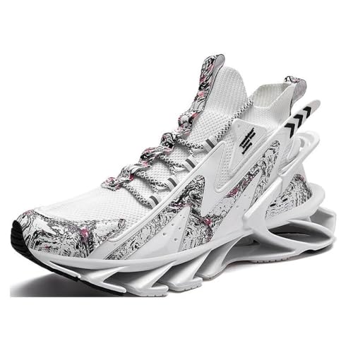 Voguerra Herren Sportschuhe Modische Laufschuhe Atmungsaktive Wanderschuhe Basketball-Fans(White,45 EU) von Voguerra