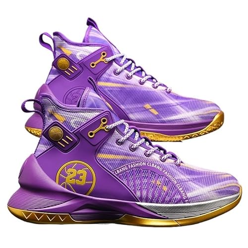 Voguerra High-Top-Basketballschuhe for Herren, atmungsaktives Mesh-Gewebe, rutschfeste Basketballstiefel for das Sporttraining Basketball-Fans(Purple,37 EU) von Voguerra