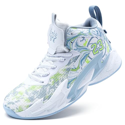 Voguerra High-Top-Basketballschuhe for Herren mit atmungsaktiver Mesh-Dämpfung und Rutschfester Sohle Basketball-Fans(Beige-Gray,40 EU) von Voguerra