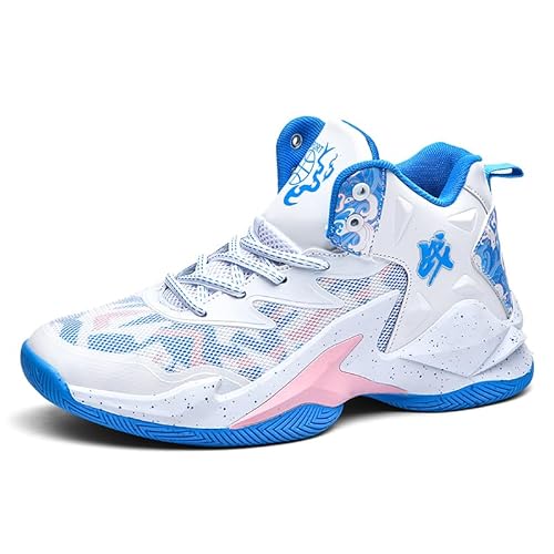 Voguerra High-Top-Basketballschuhe for Jungen, gepolsterte Sneakers mit atmungsaktiver Unterstützung for das Jugendsporttraining Basketball-Fans(White Pink,35 EU) von Voguerra