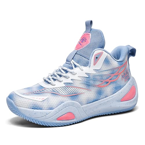 Voguerra Unisex Basketballschuhe Anti-Rutsch-Outdoor-Mode-Trainingssportschuhe Basketball-Fans(White blue5,37 EU) von Voguerra