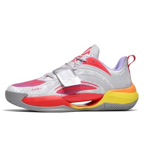 Voguerra Unisex Basketballschuhe Outdoor Laufschuhe Atmungsaktive Mesh-Trainingssportschuhe Basketball-Fans(Grey Red,37 EU) von Voguerra